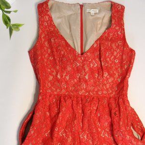 Shoshanna Red Lace Sleeveless Dress